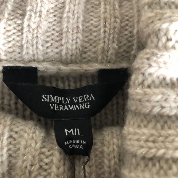 Simply Vera Wang Cable Knit Poncho Sweater Medium/Large New! Hipster Relaxed Fit - Picture 9 of 11